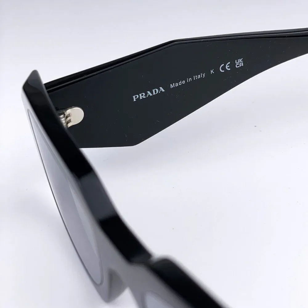NEW Prada PR17WS 1AB2B0 Black Light Gray Mirrored Silver Square Unisex